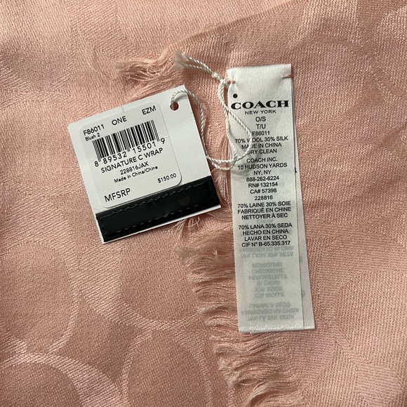 Coach Signature Monogram Silk/Wool Wrap in Blush - Picture 4 of 4